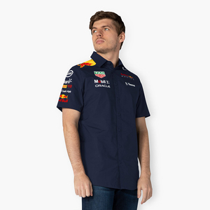 2022新款f1红牛车队赛车服男短袖翻领衬衫衬衣维斯塔潘定制工作服