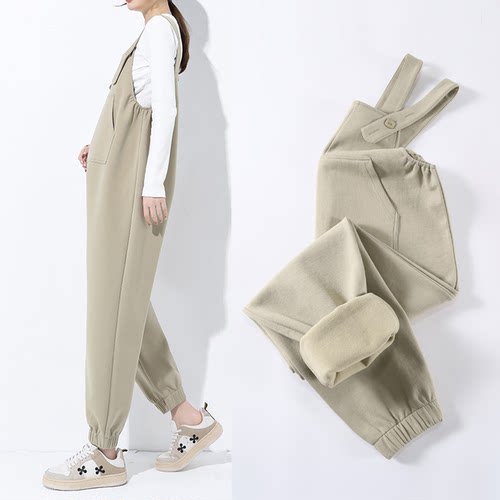 孕妇背带裤加绒加厚宽松舒适