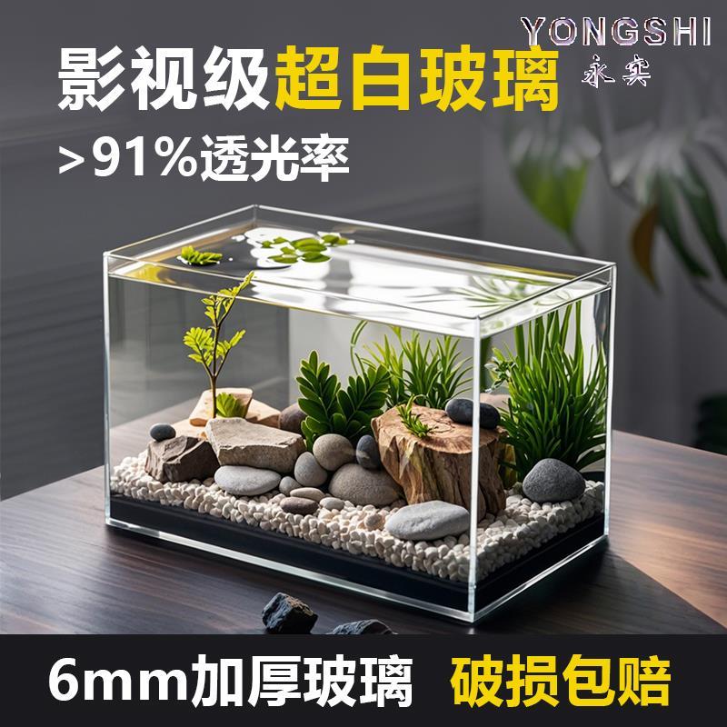 鱼缸客厅2025新款超白小型热弯玻璃方形乌龟生态水族箱家桌面专用