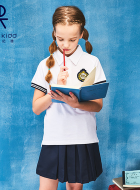伊顿纪德校服女童夏季POLO白色班服学院风短袖T恤官方正品10T016