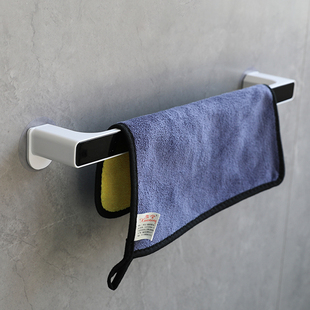 毛巾架免打孔卫短款浴室黑色简约灰色单杆置物杆长款挂架浴巾架子