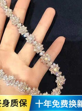 AU75018K金新款美国进口D色莫桑石太阳花百搭轻奢满钻时尚项链