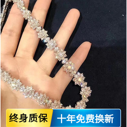 AU75018K金新款美国进口D色莫桑石太阳花百搭轻奢满钻时尚项链
