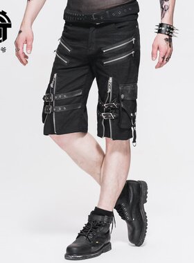 朋克钢铁老爷gothic潮流五分裤