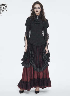 Devil Fashion恶魔时尚女装哥特 黑色佩斯利高腰裙 SKT19802