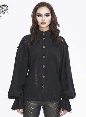Devil Fashion恶魔时尚女装哥特蒸汽朋克破旧女长袖衬衫SHT11401
