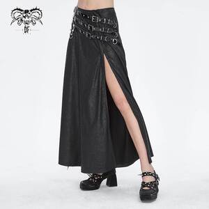 Devil Fashion恶魔时尚女装哥特朋克暗黑侧缝开叉半身裙SKT196