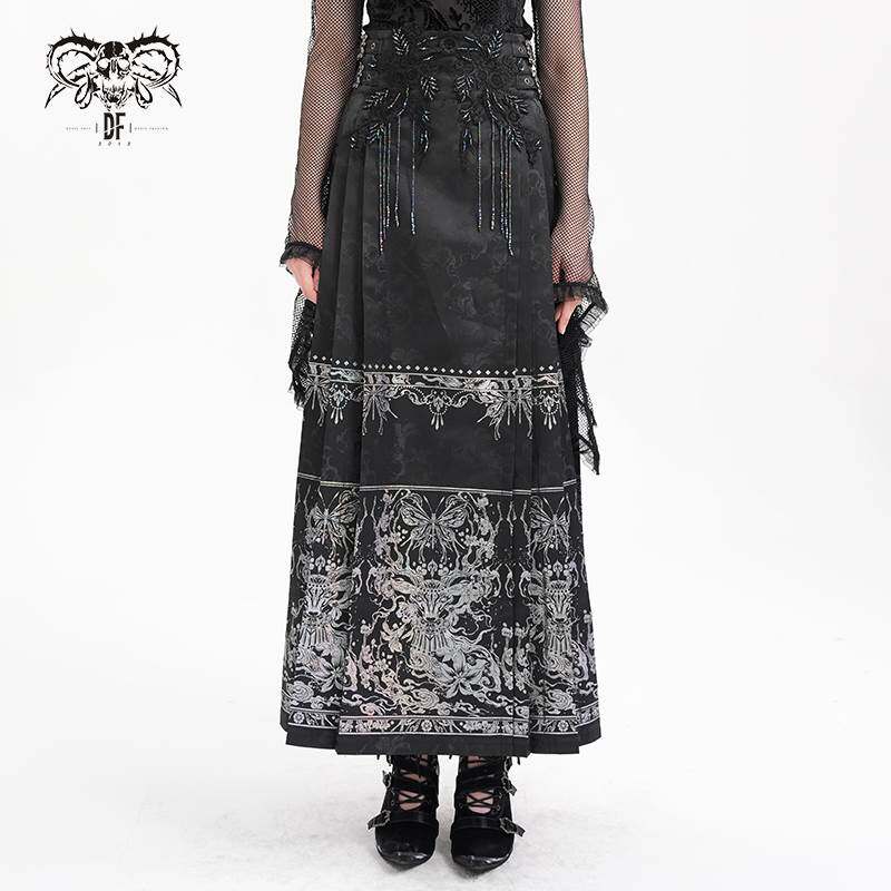 Devil Fashion恶魔时尚女装哥特暗黑刺绣复古华丽半身裙 SKT212