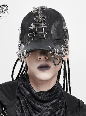 DevilFashion哥特风黑色铆钉铁链棒球帽AS264
