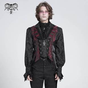 Devil Fashion恶魔时尚哥特暗黑男装翻领拉链马甲无袖背心WT095