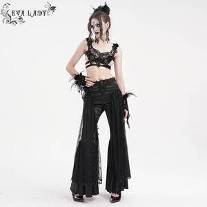 Devil Fashion恶魔时尚女装哥特外层菱形花网哥特喇叭裤EPT018