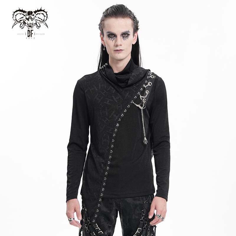 Devil Fashion恶魔时尚哥特暗黑男装堆堆领秋冬上衣长袖T恤TT285