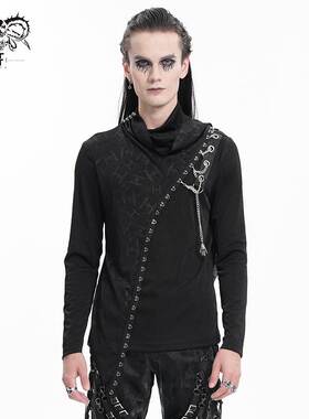 Devil Fashion恶魔时尚哥特暗黑男装堆堆领秋冬上衣长袖T恤TT285
