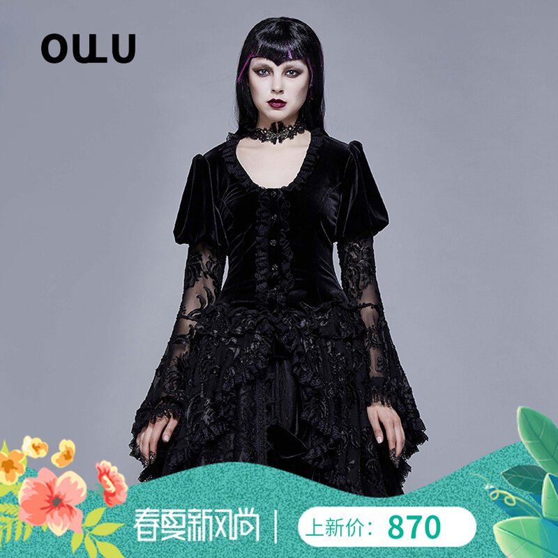 哥特欧美复古宫廷暗黑公主裙蕾丝