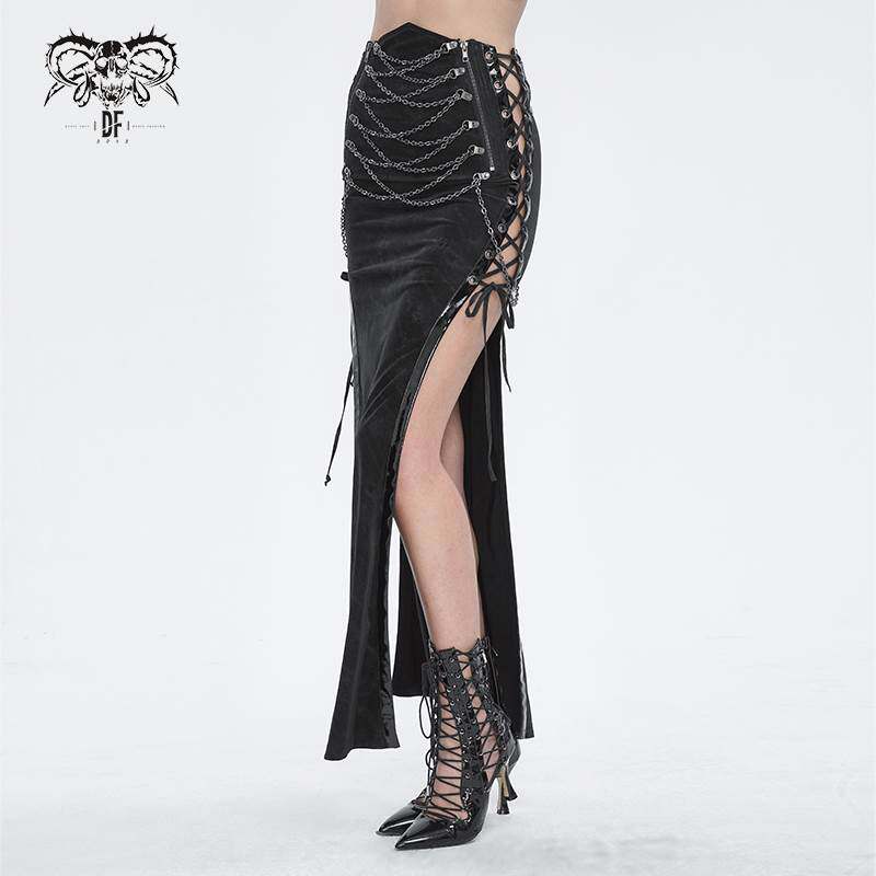 Devil Fashion恶魔时尚女装哥特朋克暗黑两边侧缝破开半裙SKT191
