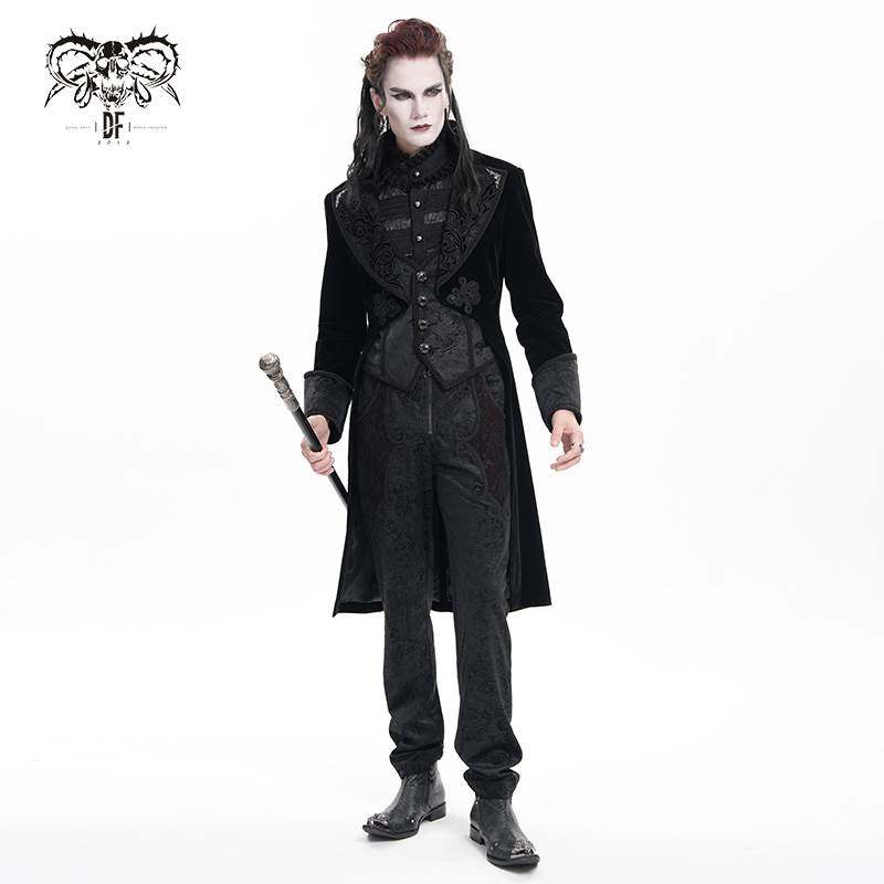Devil Fashion恶魔时尚哥特暗黑男装西装领不规则大衣外套CT25401