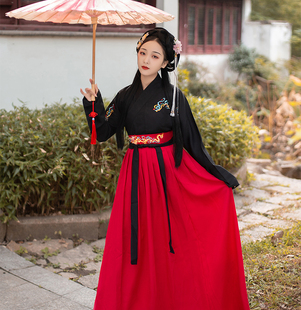 白菜价 夏新品 初遇原创汉服交领齐腰襦裙套装 日常男女情侣学生古装