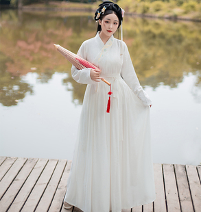 初遇汉服男女传统黑白中衣中裤交领纯棉加绒里衣内搭日常睡衣中裙