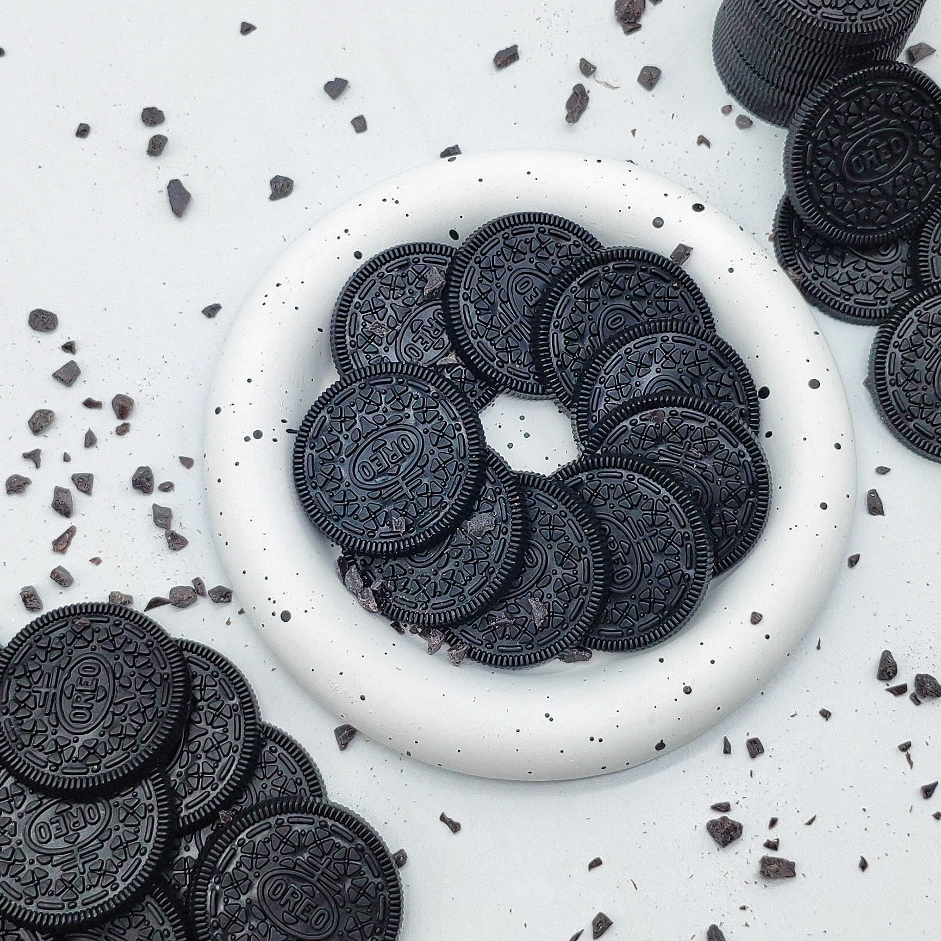 仿真奥利奥假饼干模型粉咖黑色塑料胶曲奇甜食品蛋糕模型装饰配件