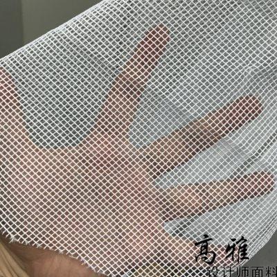 白色网格井字纹镂空网布面料网纱蕾丝婚庆礼服布料设计师面料
