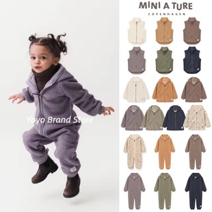 9折25秋冬Miniature泰迪夹克连体马甲摇粒绒保暖精灵帽连帽外套