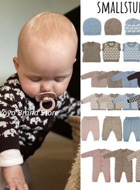 95折丹麦Small stuff男女童针织羊毛外套开衫连体背心帽子长裤