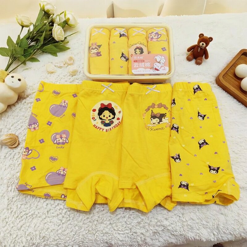 儿童内裤黄色卡通男女纯棉平四角学生A类小中大裤衩红色宝宝裤衩