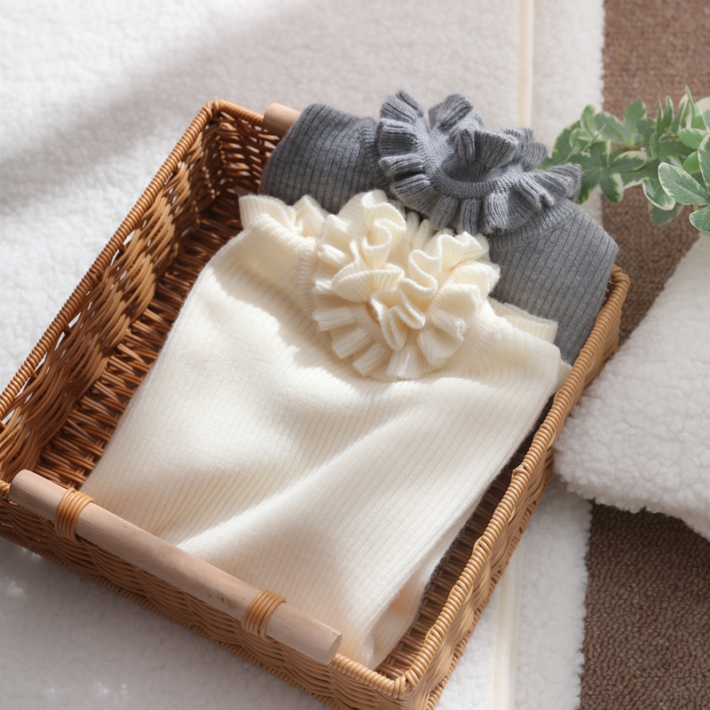 【可机洗】秋新款女童木耳边领羊毛衫休闲时尚设计感套头针织上衣