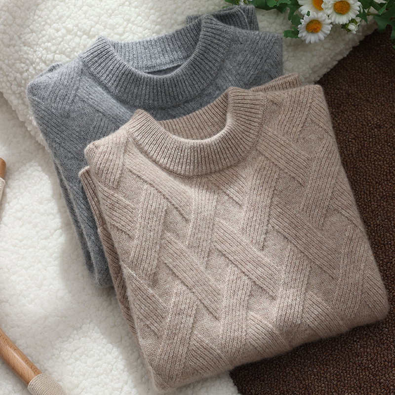 【100%羊毛】儿童半高领毛衣冬加厚套头男童羊毛衫席编女童打底衫