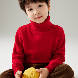秋冬新款高翻领儿童羊绒衫男孩女童加厚打底100纯羊毛衫宝宝毛衣