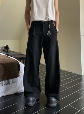 TWORED高级感百搭休闲黑色西裤男女宽松直筒松弛感拖地休闲裤子潮