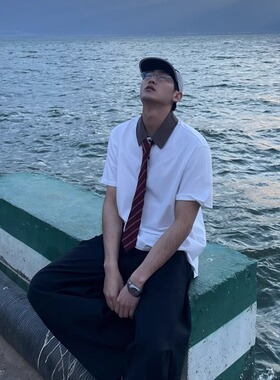 TWORED 美式复古格纹拼接撞色翻领polo衫短袖T恤男女老钱风上衣