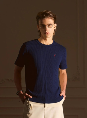 TWORED 美式复古时髦肌理毛织短袖T恤男女夏季宽松休闲潮流上衣