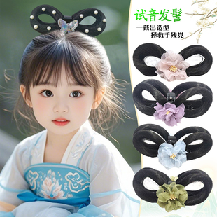 儿童汉服假发抓夹假发包一体式懒人发髻明制可爱女童舞台演出造型