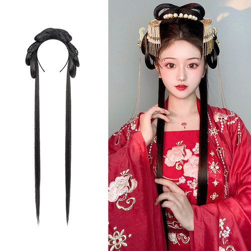 古装汉服假发一体式发箍懒人造型古风手残党明制发髻百搭全头套 - 封面