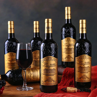 赠电动开酒器两杯醒酒器法多克庄园干红葡萄酒进口法国整箱送礼