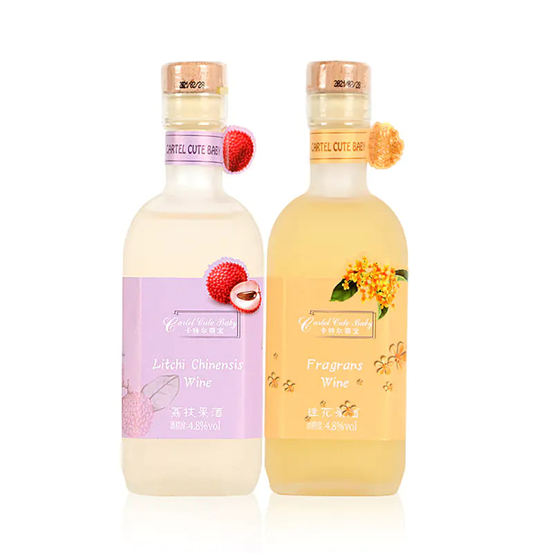 卡特尔高颜值甜酒女士果酒微醺少女气泡酒荔枝和桂花组合358ml2支