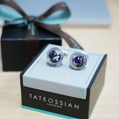 英国TateossianRT宝石地球仪纯银法式 生日礼物 袖 扣铁马今歌男士