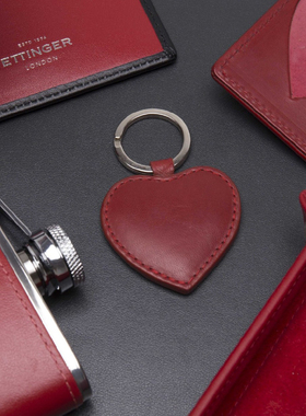 英国Ettinger心形车钥匙扣挂件牛皮饰品男女生日礼物品铁马今歌