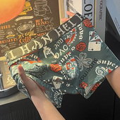 内裤 平角裤 四角纯棉春夏男生短裤 印花男士 男式 卡通男款 舒适短裤 衩