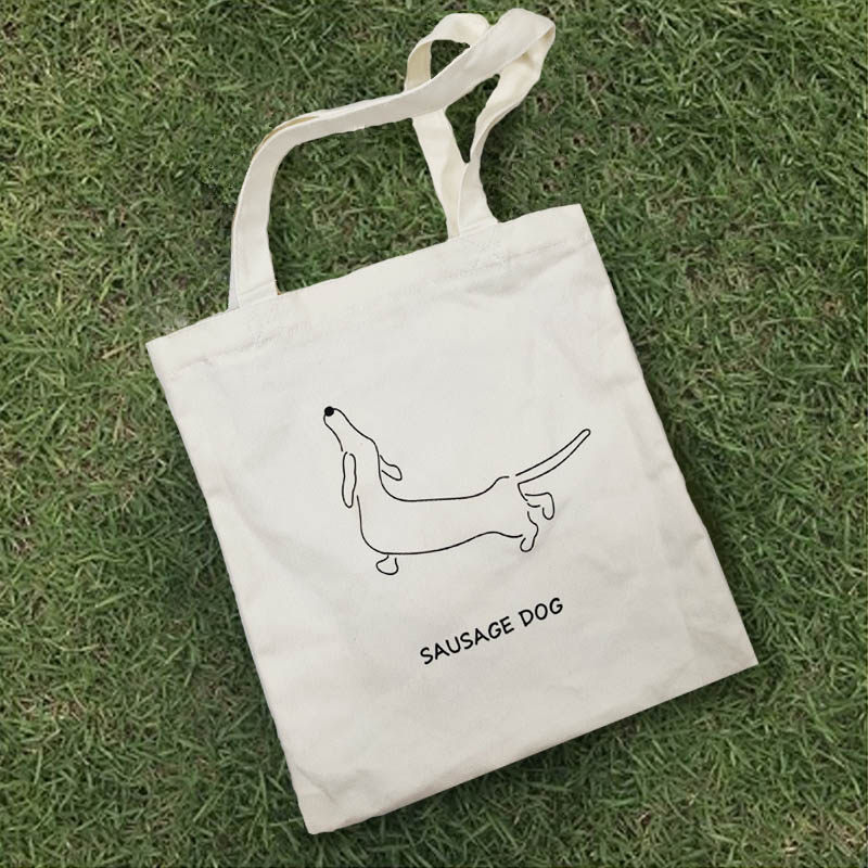 日系原宿Chic韩国ins简约风插画百搭单肩帆布包手提购物袋学生女