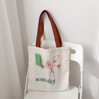 轻帆印花手绘单肩帆布包