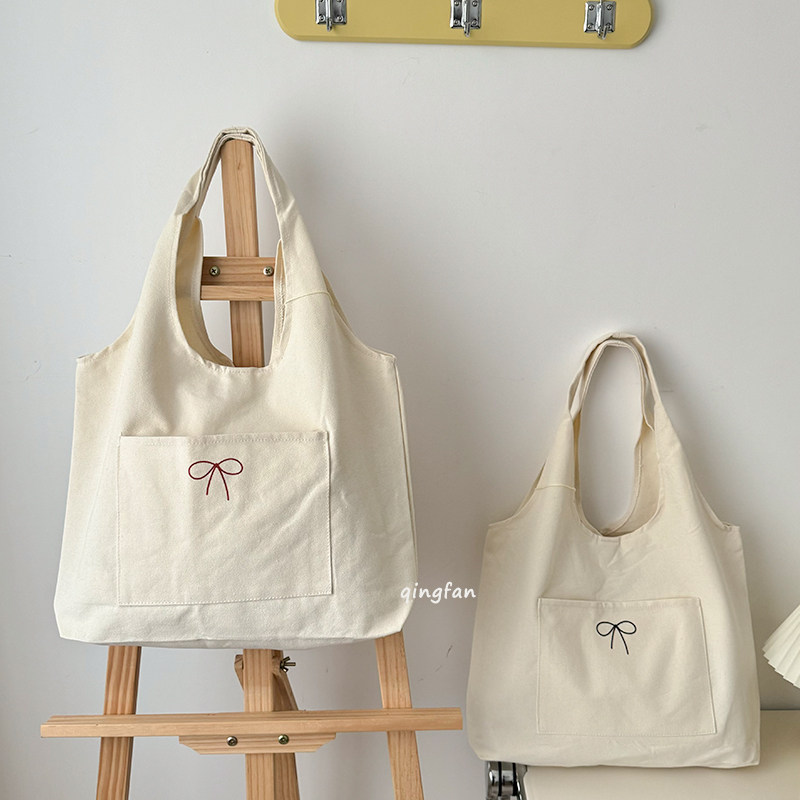 轻帆小蝴蝶结~原创设计印花背心款单肩包大容量学生百搭帆布包,箱包皮具/热销女包/男包,通用款女包,淘宝优惠券,粉丝福利购,淘宝优惠卷