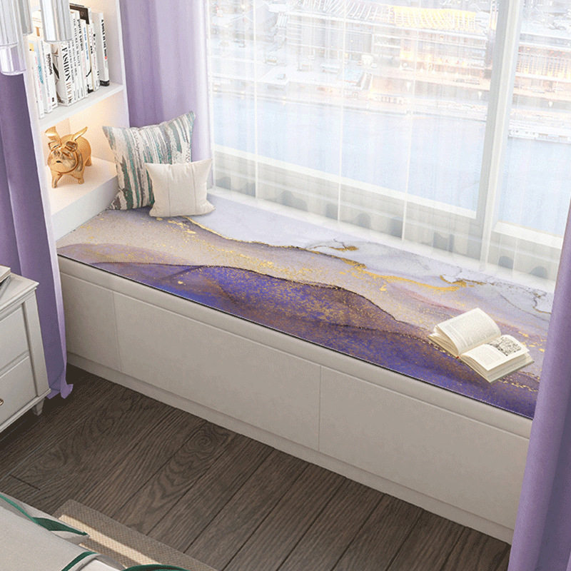 0o9z飘窗阳台四季皮革简约轻奢墨韵卧室可裁剪儿童房窗台可