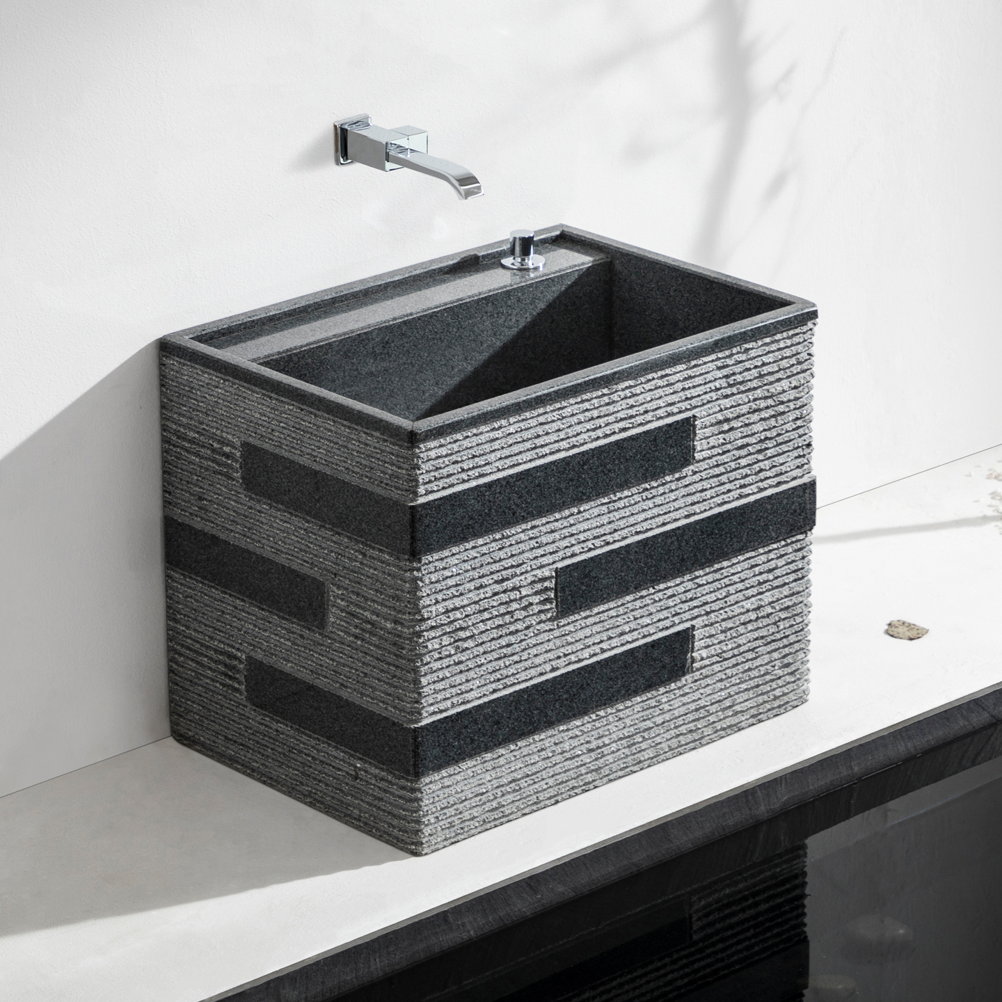 冠石汇天然大理石落地式拖把池