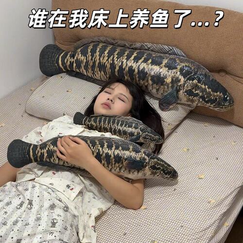 黑鱼抱枕仿真青鱼鱤鱼毛