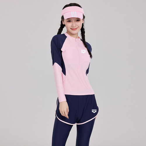 Arena/阿瑞娜泳衣温泉泳装三件套女孩女童中大童学生分体少女泳衣
