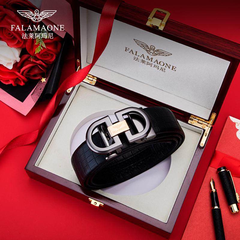 正品法莱阿玛尼男士皮带男真皮自动扣2025新款高档裤腰带奢侈品牌