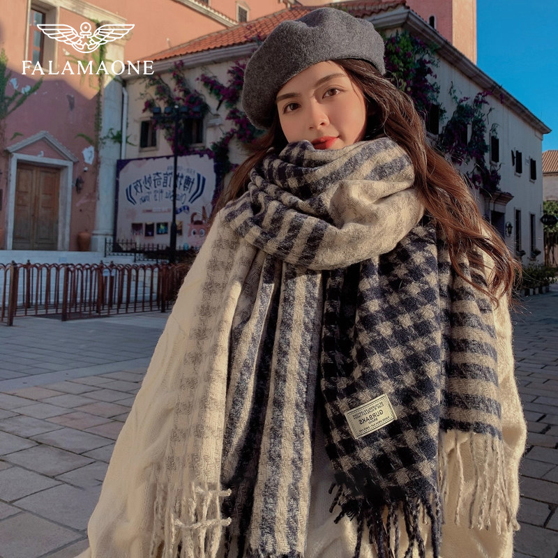 法莱阿玛尼仿羊绒加厚保暖围巾女