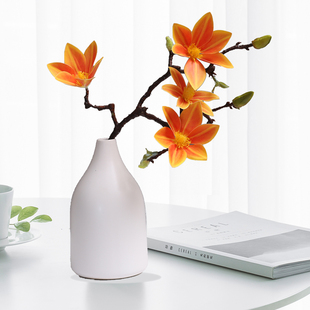 北欧素烧陶瓷花瓶仿真玉兰花家居餐桌电视柜玄关卧室桌面摆放